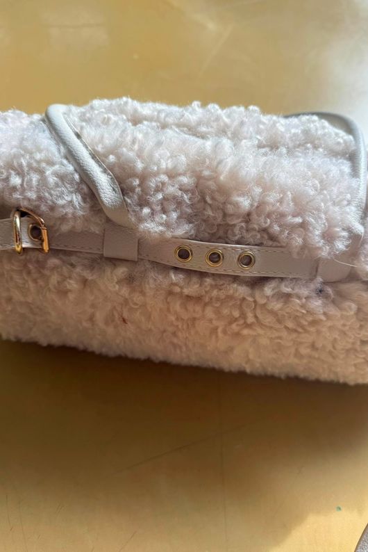 Hicks Shearling Barrel Bag Natural